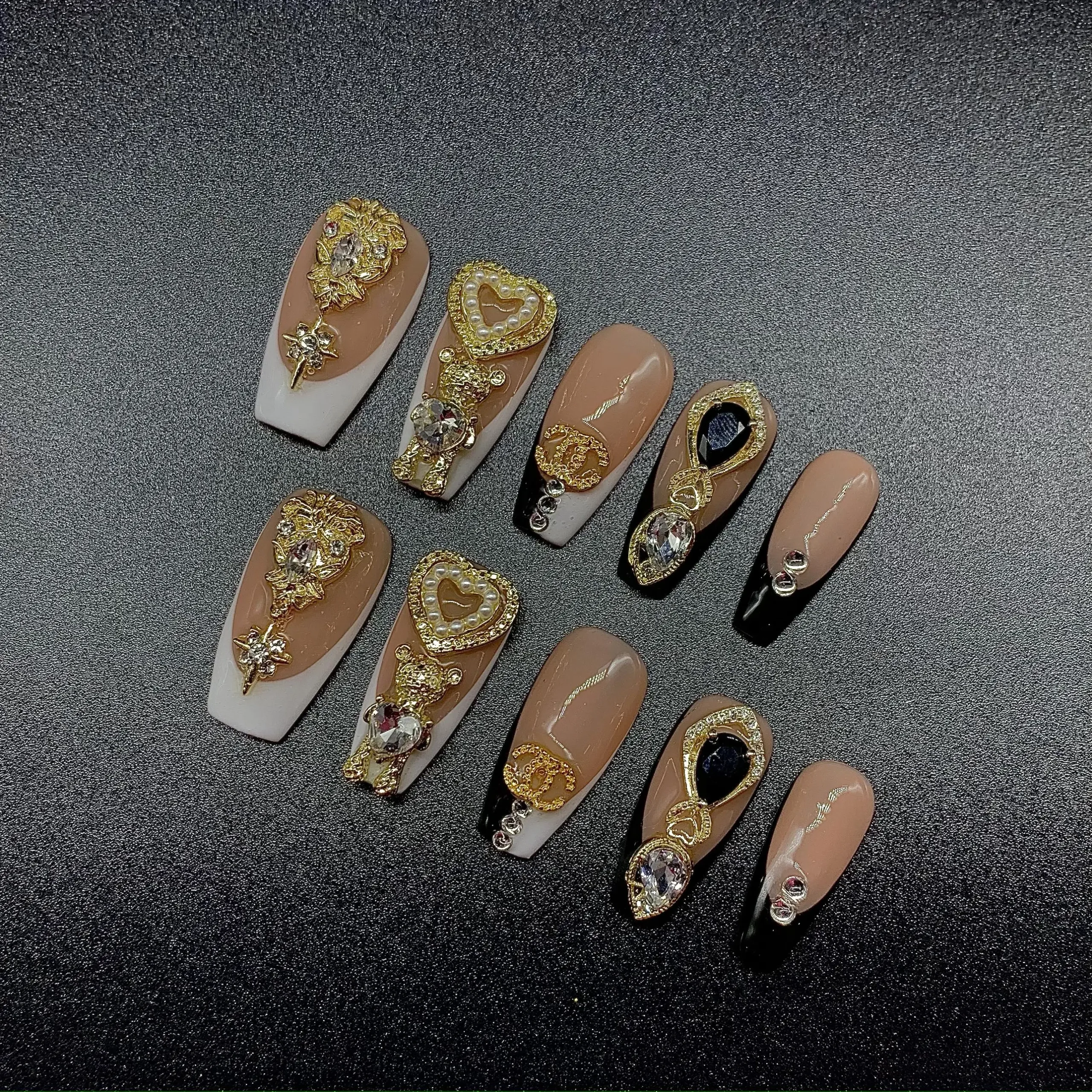 Free Samples Luxury Private Label Press on Nails Handmade Custom Thick Acrylic Nails With Rhinestones Artificial Fingernails – Image 2