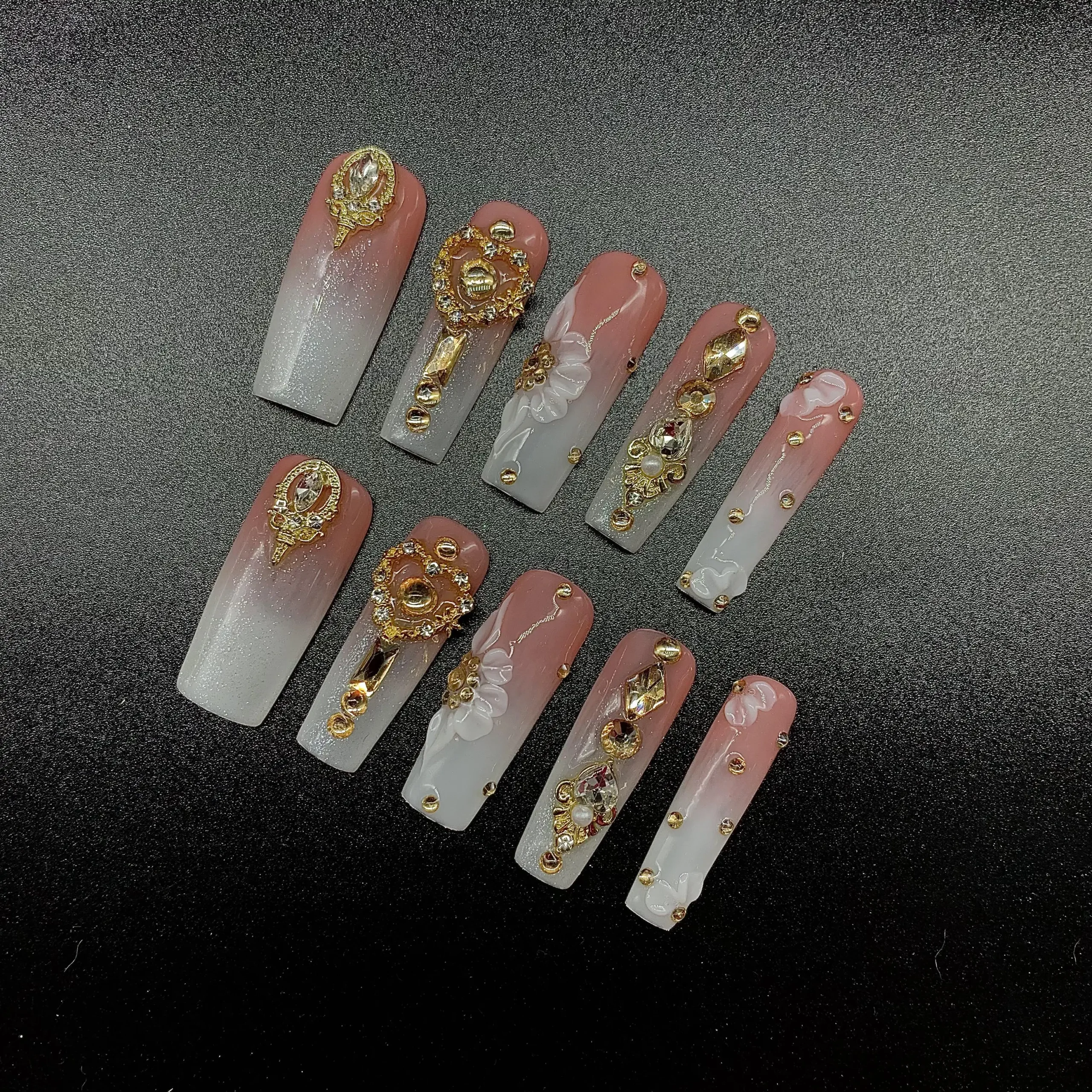 Free Samples Luxury Private Label Press on Nails Handmade Custom Thick Acrylic Nails With Rhinestones Artificial Fingernails – Image 4